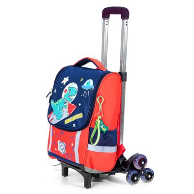 Eazy Kids School Bag Dino In Space Wt Trolley - Red